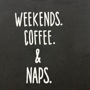 Joyspun Women’s 2X Black Graphic T-Shirt Weekends Coffee And Naps Relaxed Fit